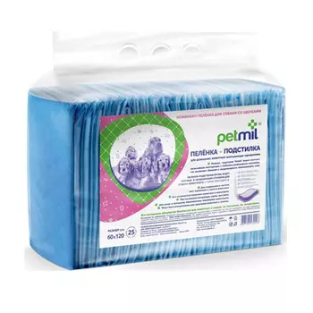 Подстилка Петмил впитывающая одноразовая 60х120 25шт