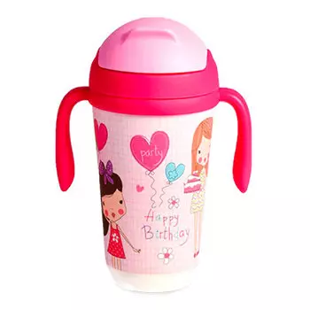 Поильник детский Эко-беби с трубочкой Happy birthday 350 мл