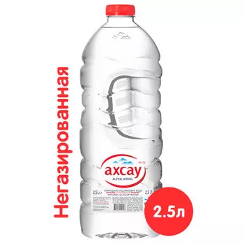 Природная ледниковая вода Ахсау 2.5 литра, без газа, пэт, 4 шт. в уп.