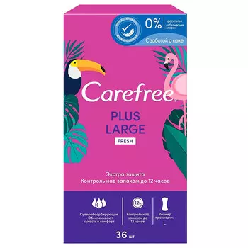 Прокладки "Carefree" large fresh plus ежед. ароматизированные 36 шт