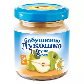 Пюре Бабушкино Лукошко груша и яблоко без сахара (100гр) (6шт)