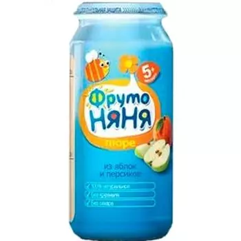 Пюре ФрутоНяня яблоко-персик 250 гр (6шт)
