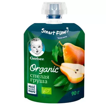 Пюре Gerber Organic фруктовое спелая груша с 4 месяцев 90 гр