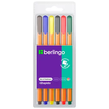 Ручки капиллярные Berlingo Rapido синие 6 шт