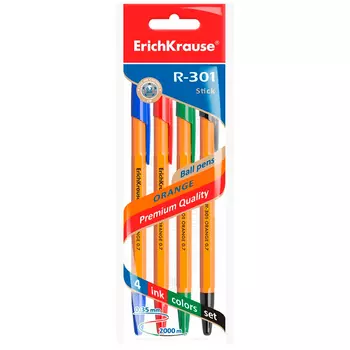 Ручки шариковые Erich Krause Stick Orange 0.7 микс 4 цвета