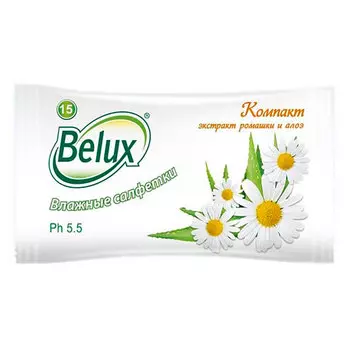 Салфетки Belux влажные с экстрактом ромашки и алоэ 15 шт