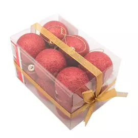 Шары однотонные красные с блёсками Tarrington House 50 мм / 12 шт.