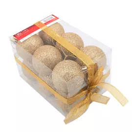 Шары однотонные золотистые с блёсками Tarrington House 50 мм / 12 шт.