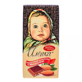 Шоколад Алёнка молочный с миндалём 100 гр