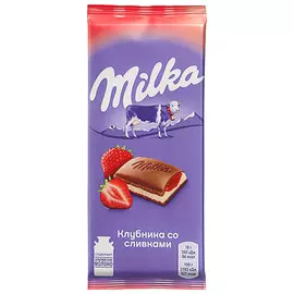 Шоколад Milka молочный с двухслойной начинкой клубника со сливками 85 гр