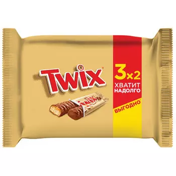 Шоколадный батончик Twix 55 гр 3 шт. в уп.