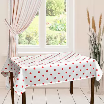 Скатерть с грязе-водоотталкивающей пропиткой красный горох 140х125 см