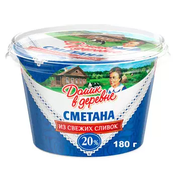 Сметана Домик в деревне 20% БЗМЖ 180 гр