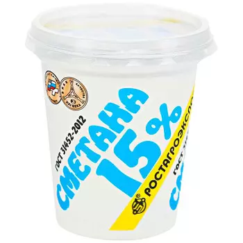 Сметана Ростагроэкспорт 15% БЗМЖ 320 гр