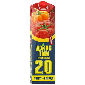 Сок Джустим Томат 4 Перца 1 литр, 12 шт. в уп.