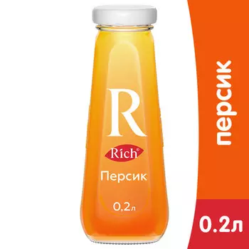 Нектар Rich персик 0.2 литра, стекло, 12 шт. в уп.