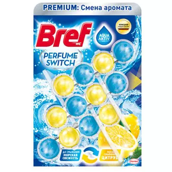 Средство для чистки унитаза Bref смена аромата морская свежесть-цитрус 3х50 гр