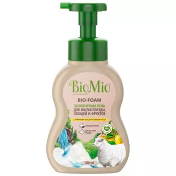 Средство для мытья посуды BioMio BIO-FOAM пена для мытья посуды, овощей и фруктов Лемонграсс 350 мл
