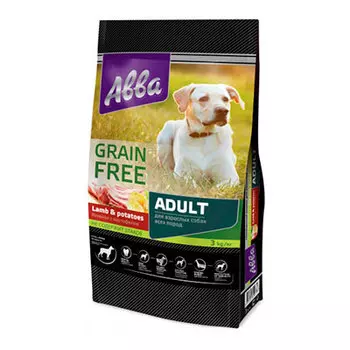 Сухой корм Авва для собак всех пород старше 1 года с ягненком и картофелем 3 кг