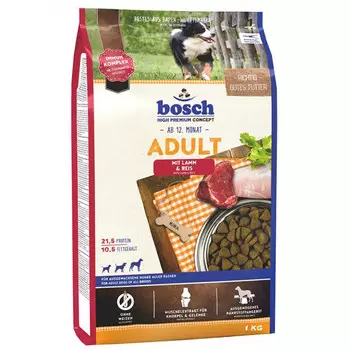 Сухой корм для собак Bosch Adult с ягнёнком и рисом 1 кг
