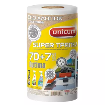 Супер тряпка UNiCUM белая 1 рул. (70+7шт.)