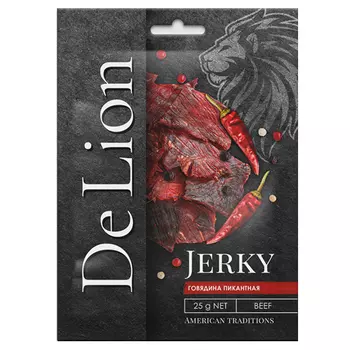 Сушеная говядина DeLion Jerky пикантная 25 гр