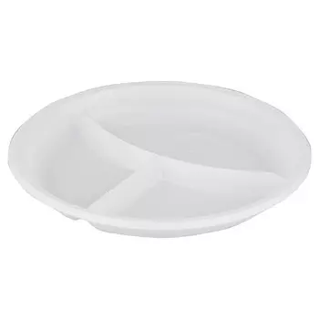Тарелки большие трехсекционные, белые, 205 мм, 100 шт