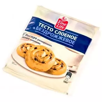 Тесто Fine Life слоеное бездрожжевое 2*500 гр.