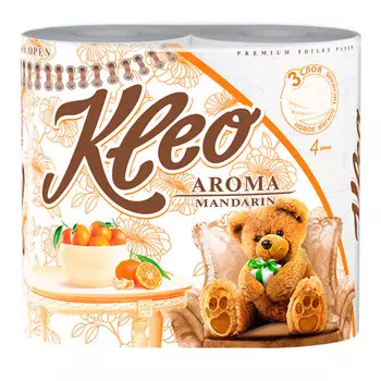 Туалетная бумага Kleo Aroma мандарин 3 слоя (4 шт)
