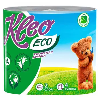 Туалетная бумага Kleo ECO 2 слоя (4шт)