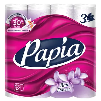 Туалетная бумага Papia Балийский цветок 3 слоя (32шт)