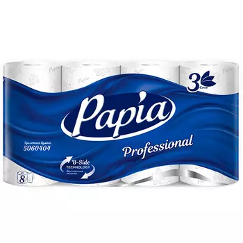 Туалетная Бумага Papia Professional белая 3 слоя ( 8 шт)