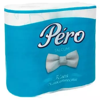 Туалетная бумага Pero Talcum белая c прокрасом 3 слоя (4 шт.)