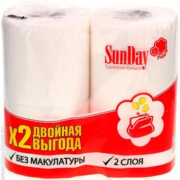 Туалетная бумага SunDay 2 слоя 4 шт. в уп.