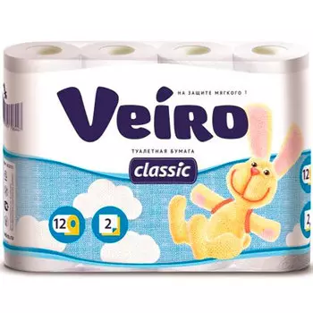 Туалетная Бумага Veiro Classic белая 2 слоя (12 шт)