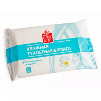 Туалетная бумага влажная Fine Life с экстрактом ромашки 40 шт (2уп.)