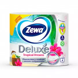 Туалетная бумага Zewa Deluxe белая 3 слоя (4шт)