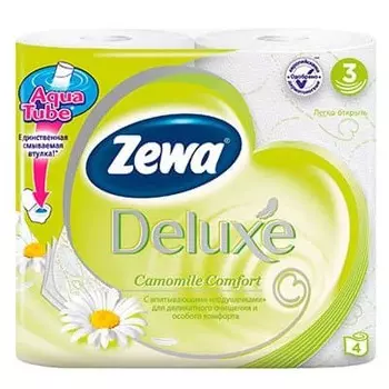 Туалетная бумага Zewa Deluxe ромашка 3 слоя (4шт)