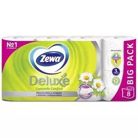 Туалетная бумага Zewa Deluxe Ромашка 3 слоя (8шт)