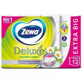 Туалетная бумага Zewa Deluxe ромашка 3 слоя (12шт)