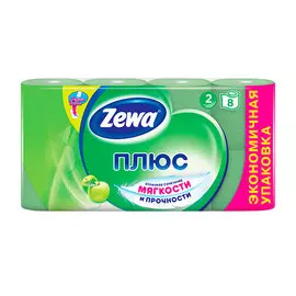 Туалетная бумага Zewa Плюс (яблоко) (8шт.)