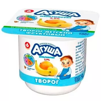 Творог Агуша мультифрукт 3,9% БЗМЖ 100 гр (4 шт)