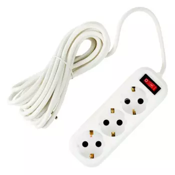 Удлинитель с выключателем 3 розетки с заземлением 5 м