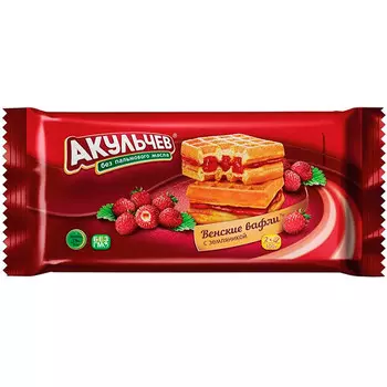 Вафли Акульчев Венские земляника 100 гр