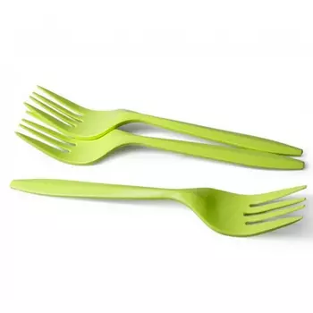 Вилка из кукурузного крахмала, зеленая 158 мм 50 шт