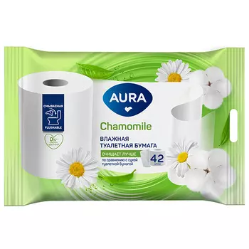 Влажная туалетная бумага Aura Chamomile 42 шт