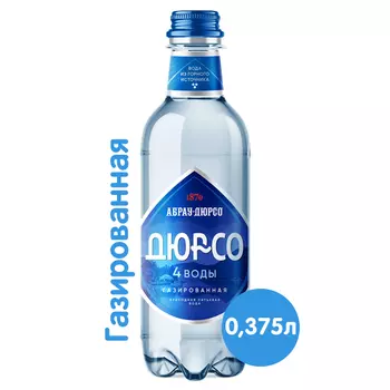 Вода 4 воды Абрау-Дюрсо 0.375 литра, газ, пэт, 12 шт. в уп.