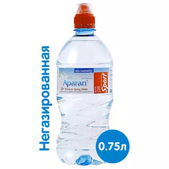 Вода Апаран 0.75 литра, спорт, без газа, пэт, 6 шт. в уп.
