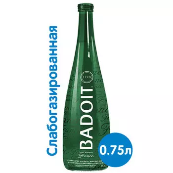 Вода Badoit 0.75 литра, слабогазированная, стекло, 12 шт. в уп.