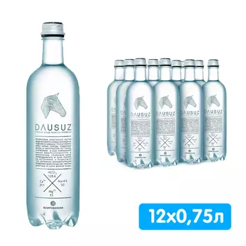 Вода Dausuz 0.75 литра, газ, пэт, 12 шт. в уп.